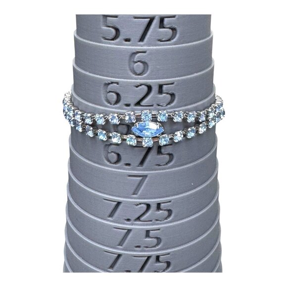 Vintage Silver-Tone Tennis Bracelet Topaz Blue Glass Rhinestones 6.5” Art Deco - Picture 5 of 6